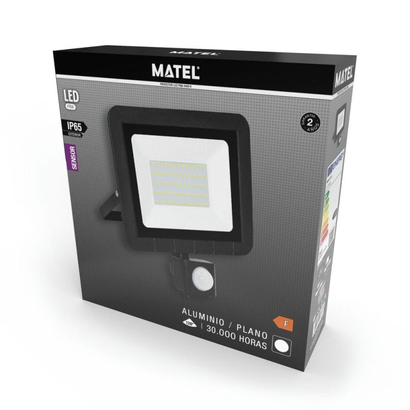 Projetor LED 50W 6400K Com Sensor Preto MATEL 