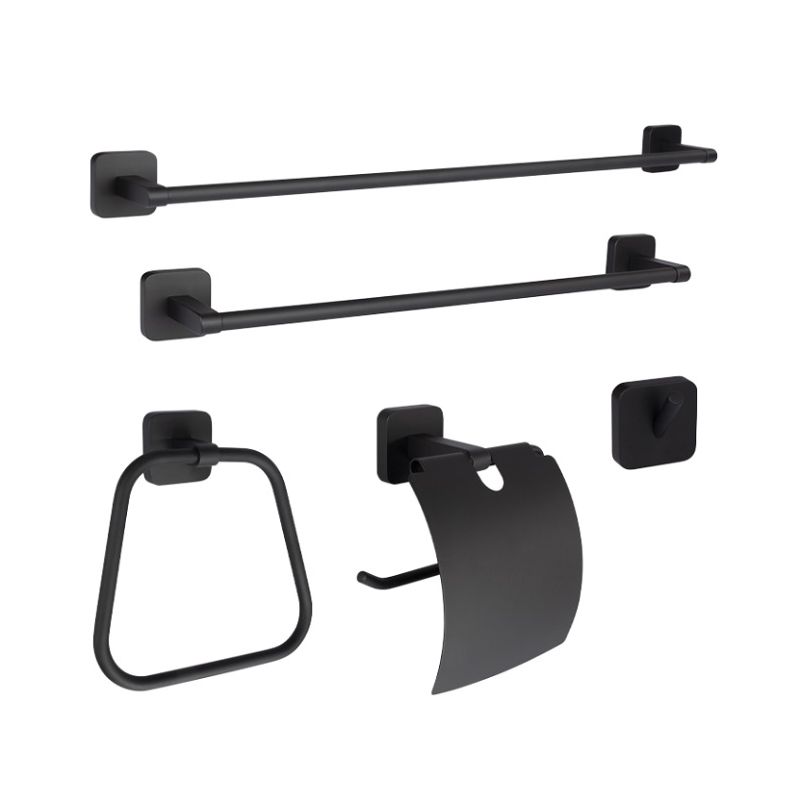 Conjunto Toalheiro 5 Peças Diamante Preto Mate