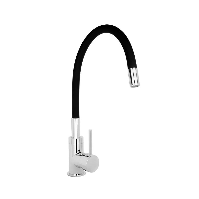 Monocomando Balcão Coluna Bica Maleável Preta