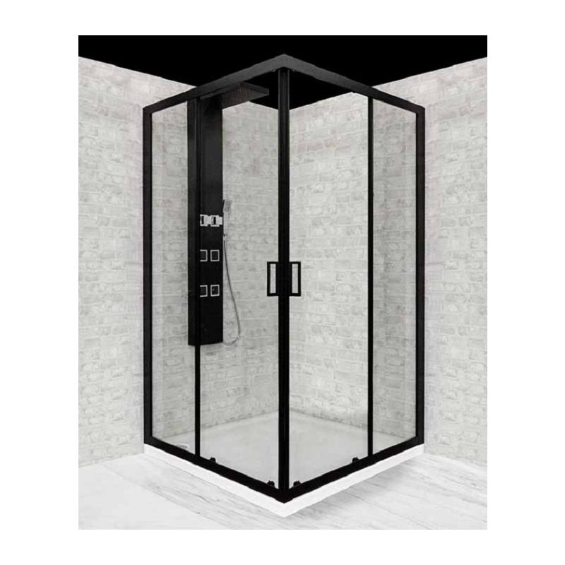 Cabine de Base Duche TM Square Preto Vidro Liso