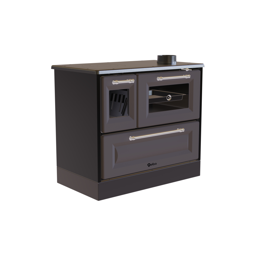 Fogão a Lenha com Forno Boston Preto Delba