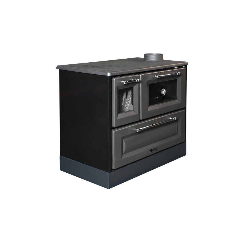 Fogão a Lenha com Forno Boston Preto Delba