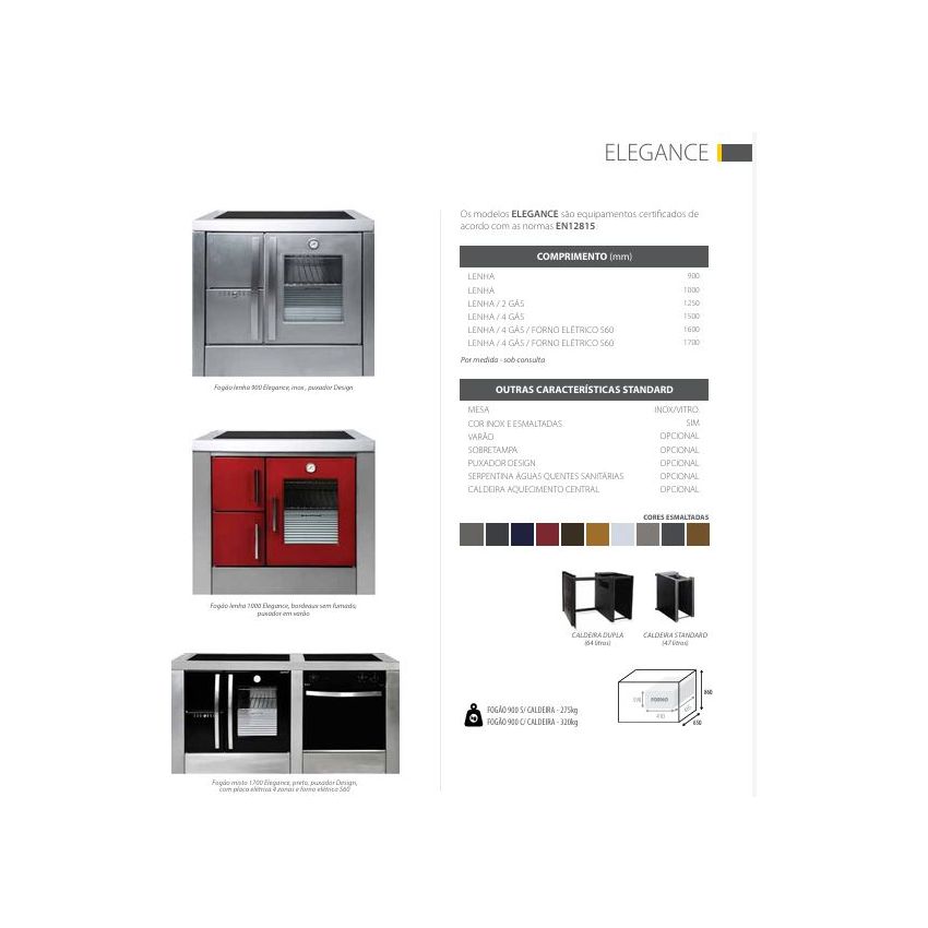 Fogão a Lenha 1000 Elegance Inox
