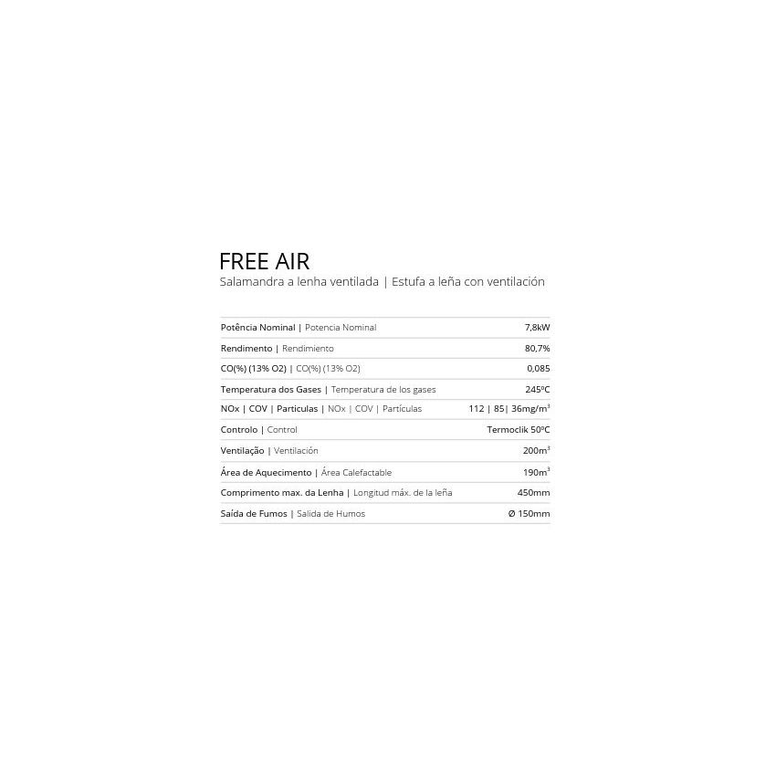 Salamandra a Lenha Ventilada Free Air Metlor