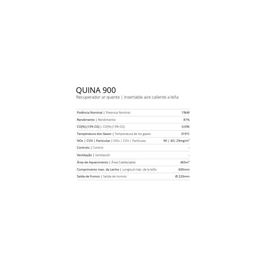 Recuperador a Lenha Quina 900