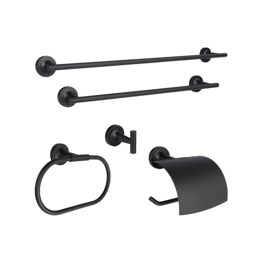 Conjunto Toalheiro 5 Peças Apolo Preto Mate