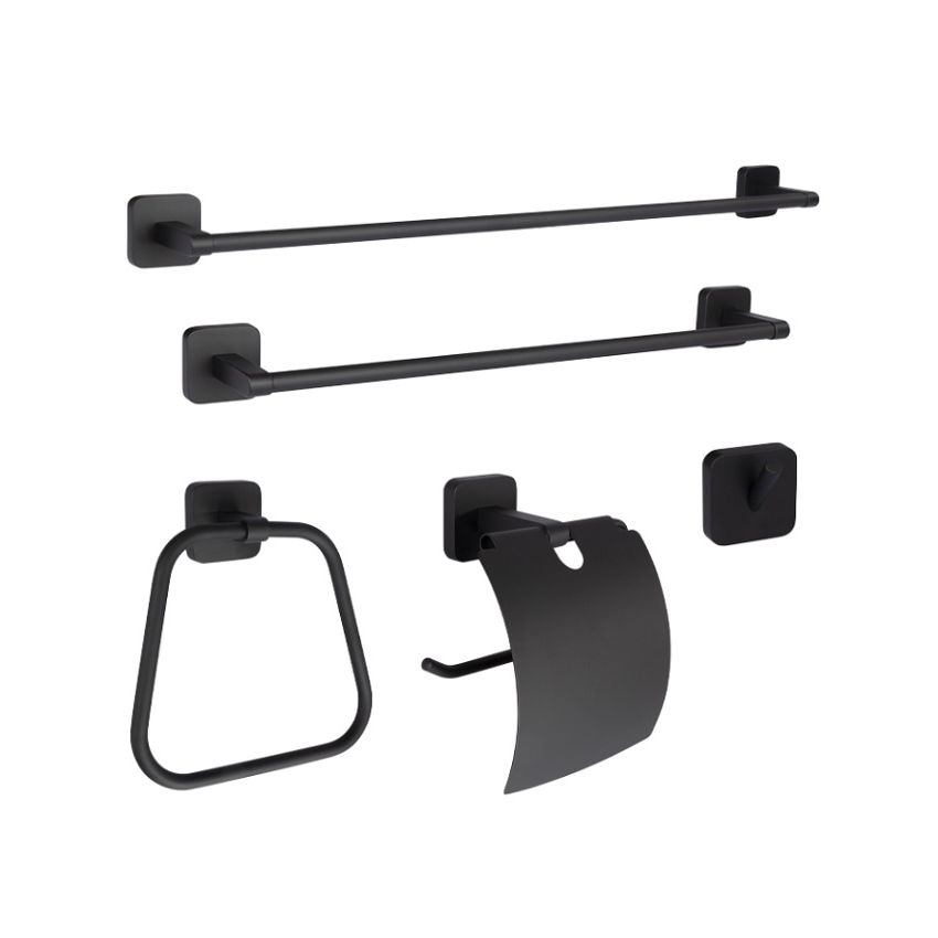 Conjunto Toalheiro 5 Peças Diamante Preto Mate