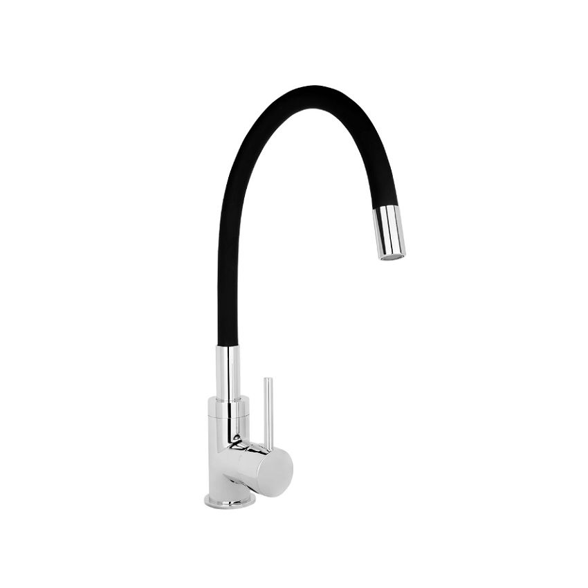 Monocomando Balcão Coluna Bica Maleável Preta